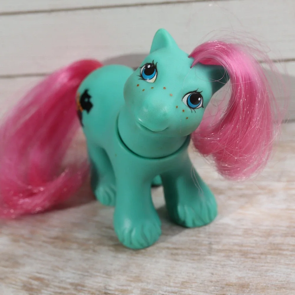 Vintage G1 My Little Pony Scottie 1987 Hasbro Pony Friends Teal Pink Hair Dog